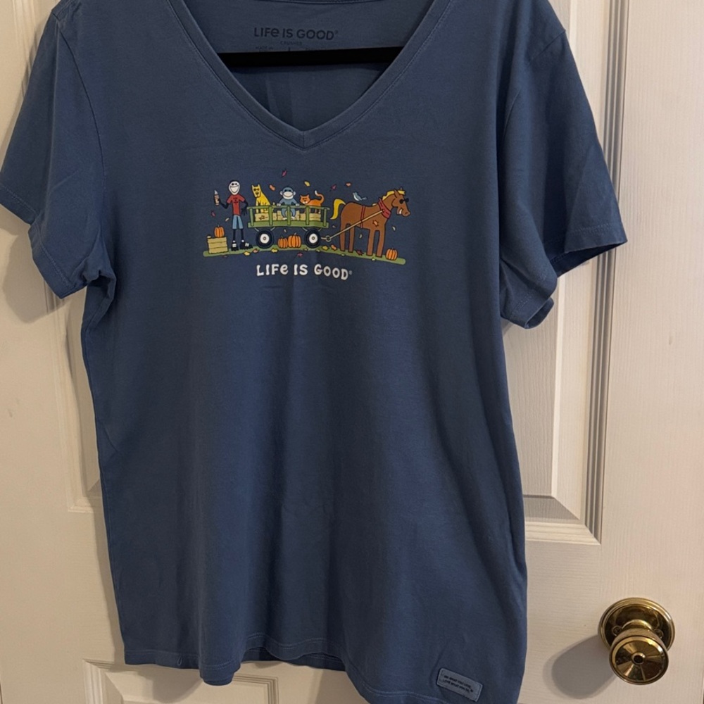 Life Is Good Blue Tee with Fun Graphic